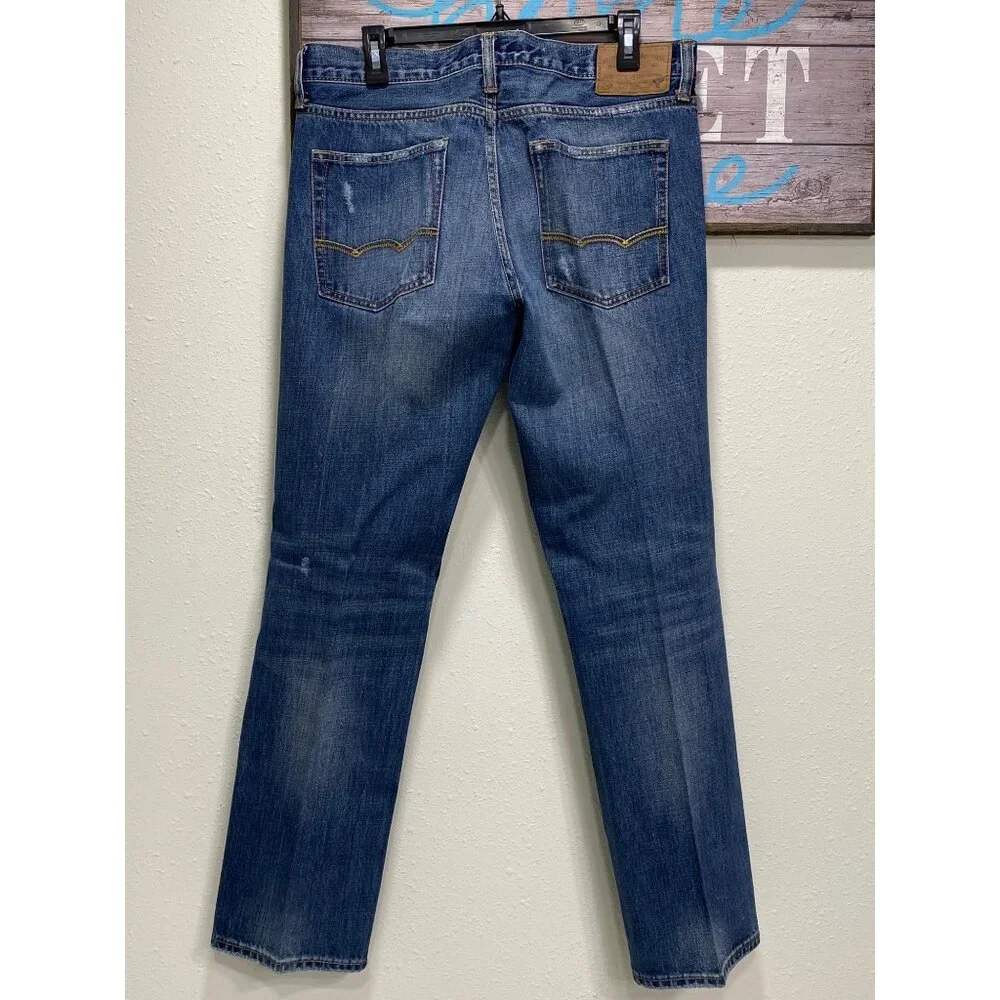 American Eagle Outfitters Men’s Original Straight Jeans 32x32 Distressed Blue - Picture 7 of 15